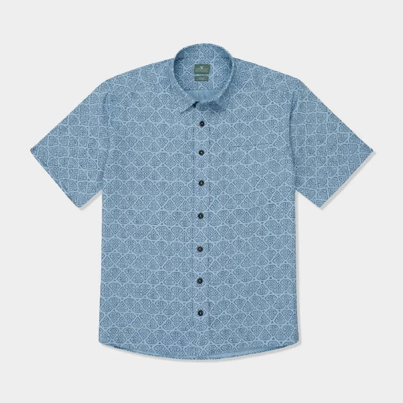 soft-touch shirts for men -Men's Arrowhead Printed Palmas Shirt In Blue