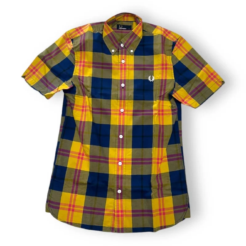 stylish printed polo shirts for men -Men's Bold Check Shirt In Mustard