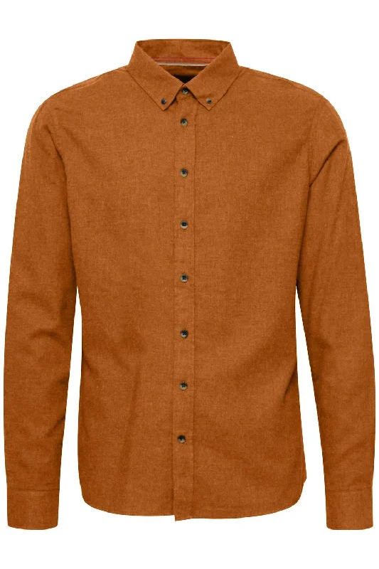 men's formal work shirts -Men's Brushed Cotton Burley Shirt In Glazed Ginger