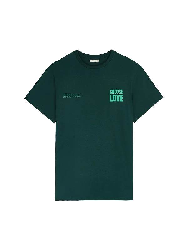 men's printed t-shirts -Mens Choose Love Midweight T-Shirt—foliage green