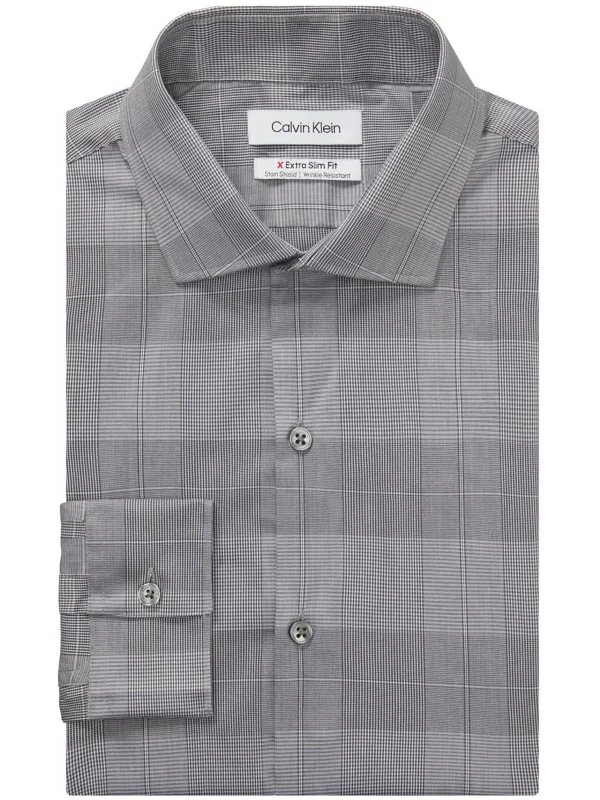 men's modern fit shirts -Mens Cotton Blend Glen Plaid Button-Down Shirt