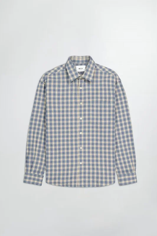 men's fitted shirts -Men's Deon Shirt In Blue Check