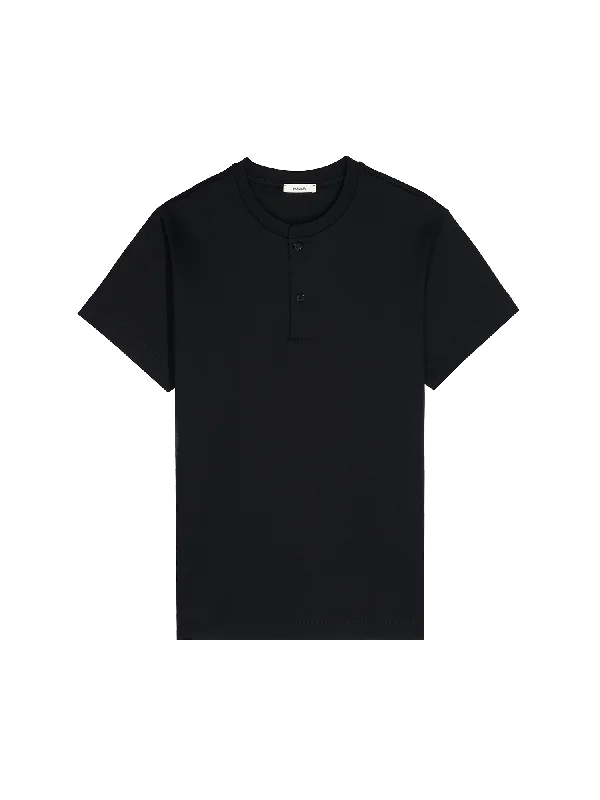 slim-fit cotton t-shirts -Mens DNA Henley T-Shirt—black