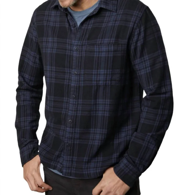 stylish dress shirts for men -Men's Freddy Plaid Shirt In Navy