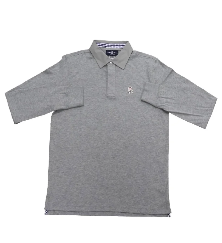 men's high-quality polo shirts -Men's Garment Dye Long Sleeve Polo In Heather Grey