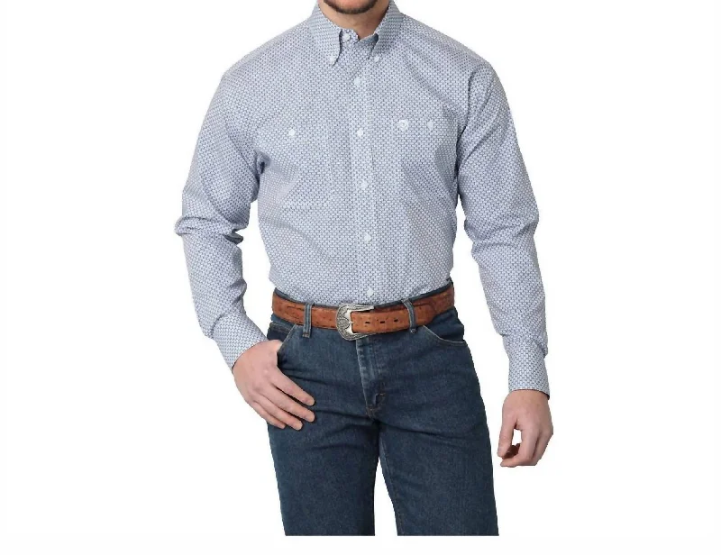 men's comfortable plaid shirts -Men's George Straight Long Sleeve Button Western Shirt In Blue