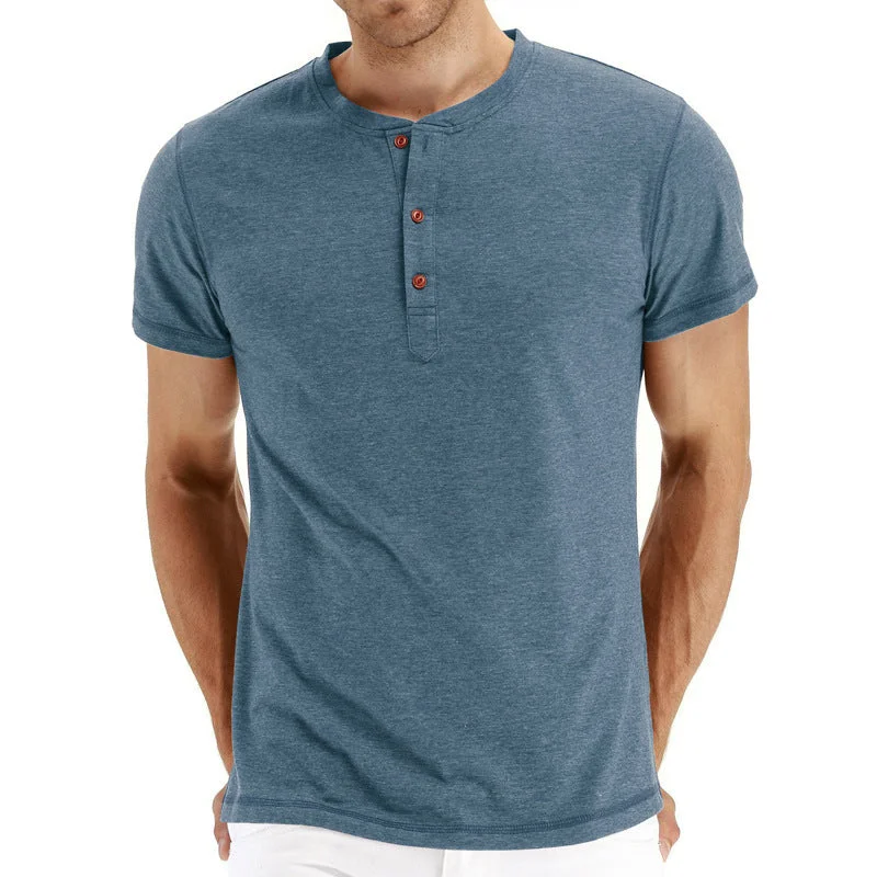 men's streetwear t-shirts -Men's Henley Fashion Casual Front Placket T-Shirts