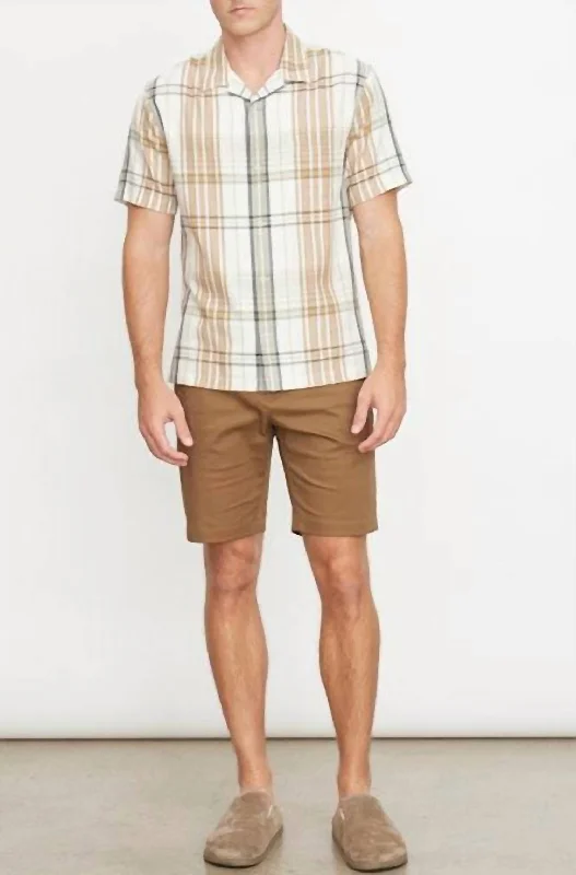 men's business shirts -Men's Ibiza Plaid Shirt In Beige