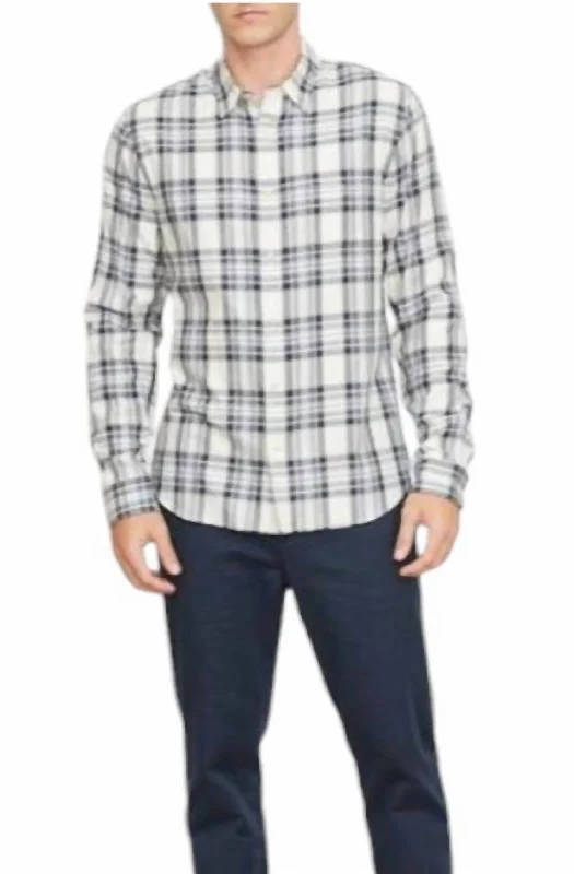 striped shirts for men -Men's Ocean Plaid Shirt In Coastal Plaid