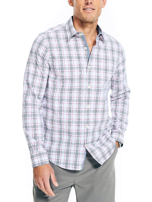 men's high-performance shirts -Mens Plaid Long Sleeve Button-Down Shirt