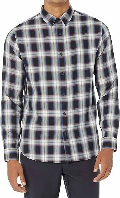 men's breathable cotton shirts -Men's Plaid Shirt In Fountain Shadow