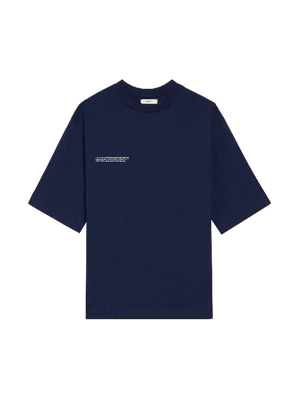 men's soft jersey t-shirts -Mens Relaxed Fit Cotton T-shirt with C-FIBER™—navy blue