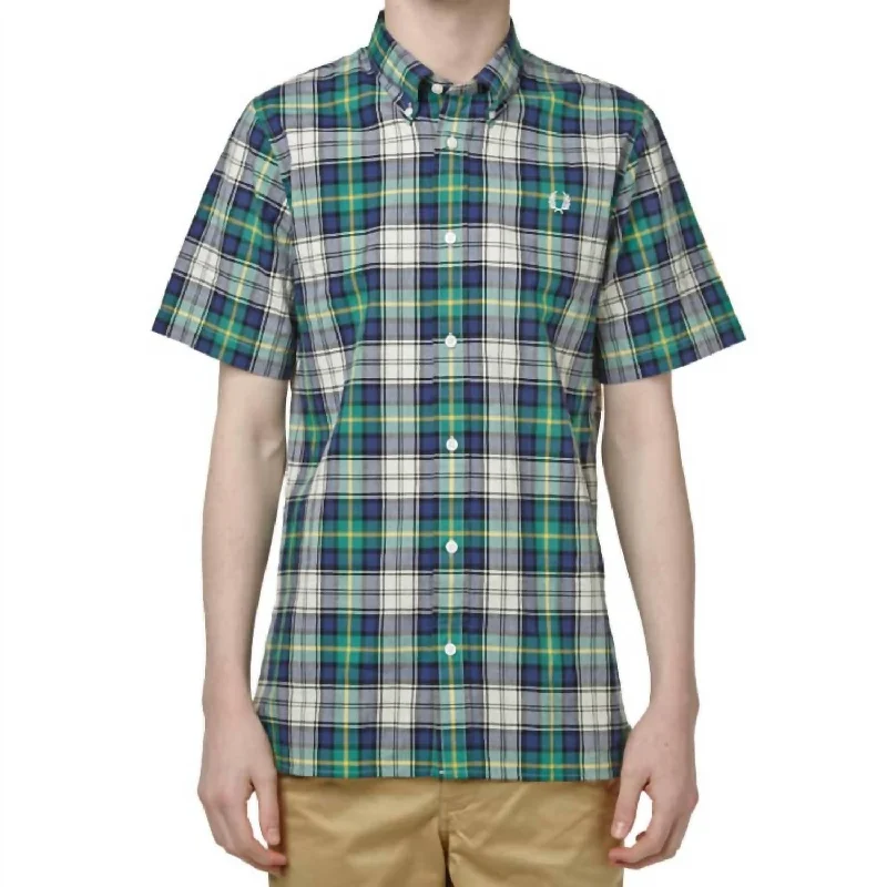 men's polos with side slits -Men's Spring Shirt In Tartan