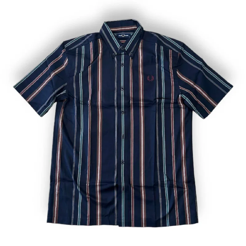 men's custom embroidered polo shirts -Men's Stripe Shirt In Navy