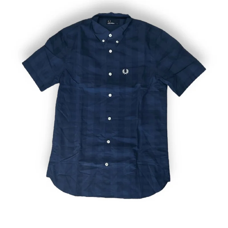 men's long sleeve pique polo shirts -Men's Tonal Gingham Shirt In Blue