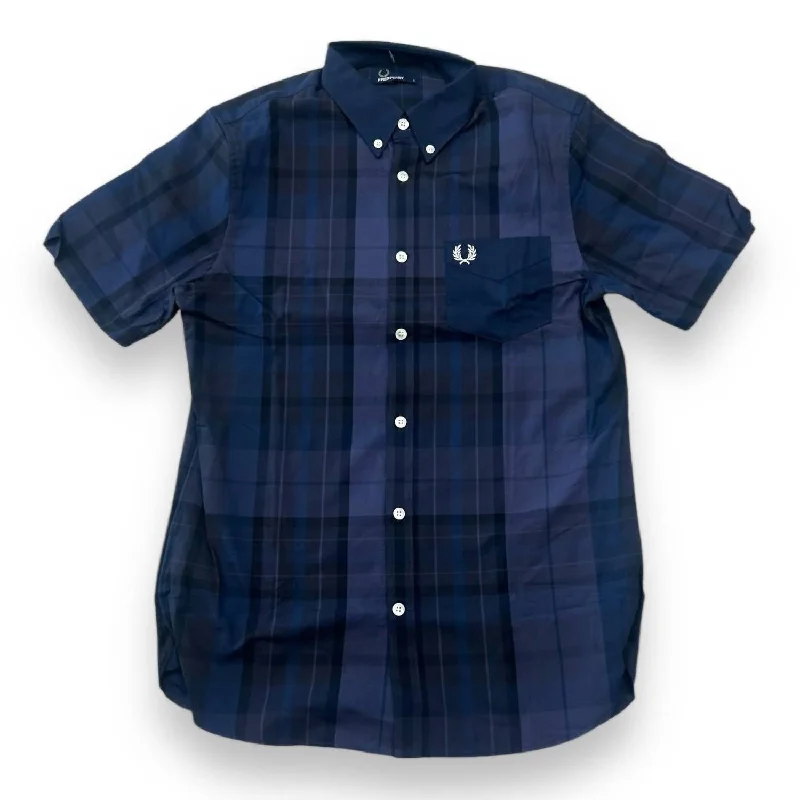 versatile polo shirts for men -Men's Tonal Tartan Shirt In Evening Blue