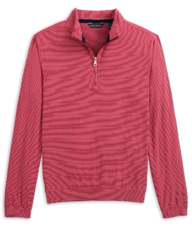 men's casual fit shirts -Micro Stripe Performance 1/4 Zip, Burgundy