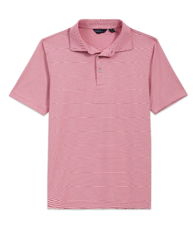 embroidered logo polo shirts for men -Micro Stripe Performance Polo, Nantucket Red