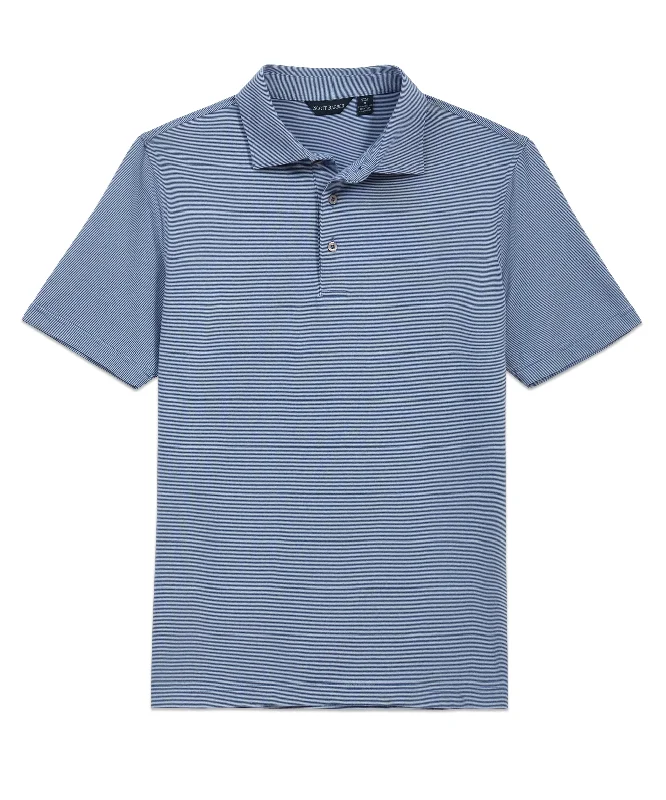 men's simple polo shirts -Micro Stripe Performance Polo, Regal