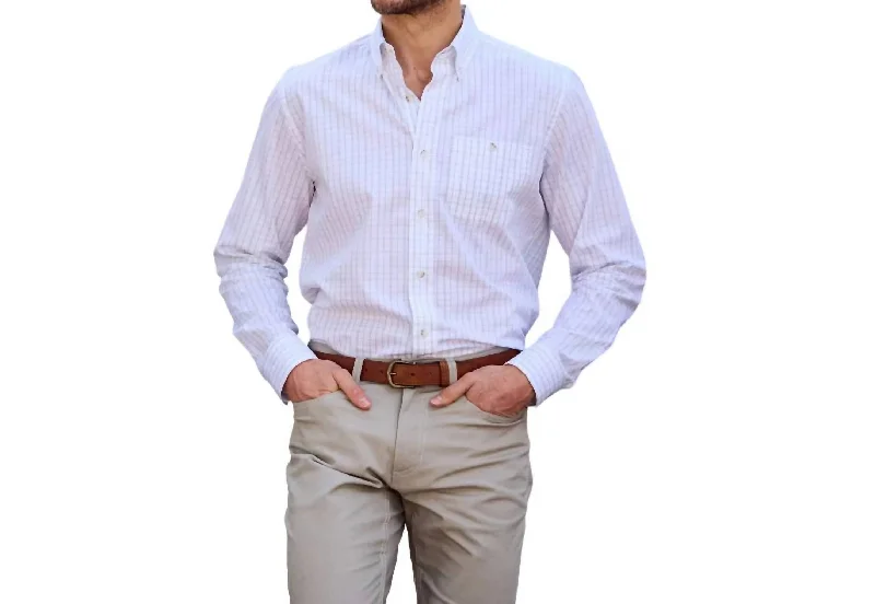 men's patterned shirts -Monroe Poplin Shirt In White Check