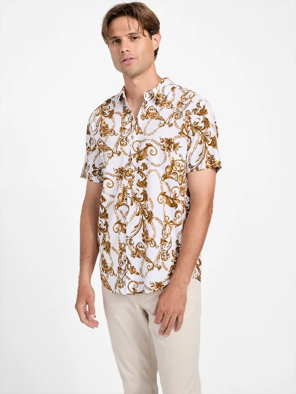 men's cotton-polyester blend shirts -Monroe Printed Shirt