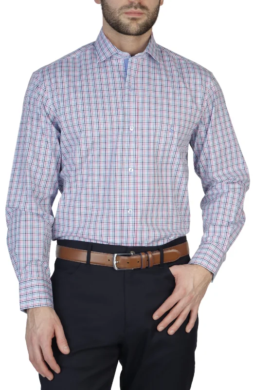 men's stylish short-sleeve shirts -Multi Gingham Cotton Stretch Long Sleeve Shirt