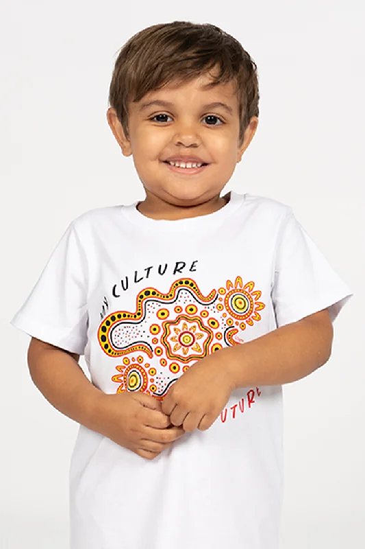 men's white t-shirts -Gather and Thrive White Cotton Crew Neck Kids T-Shirt