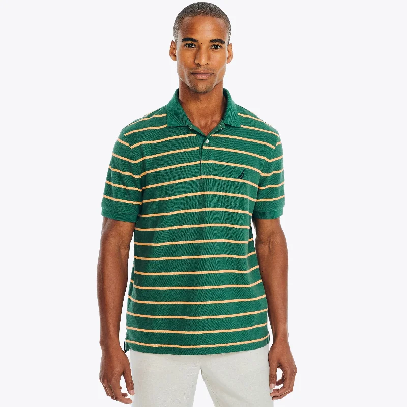 men's classic ribbed polo shirts -Nautica Classic Fit Striped Deck Polo