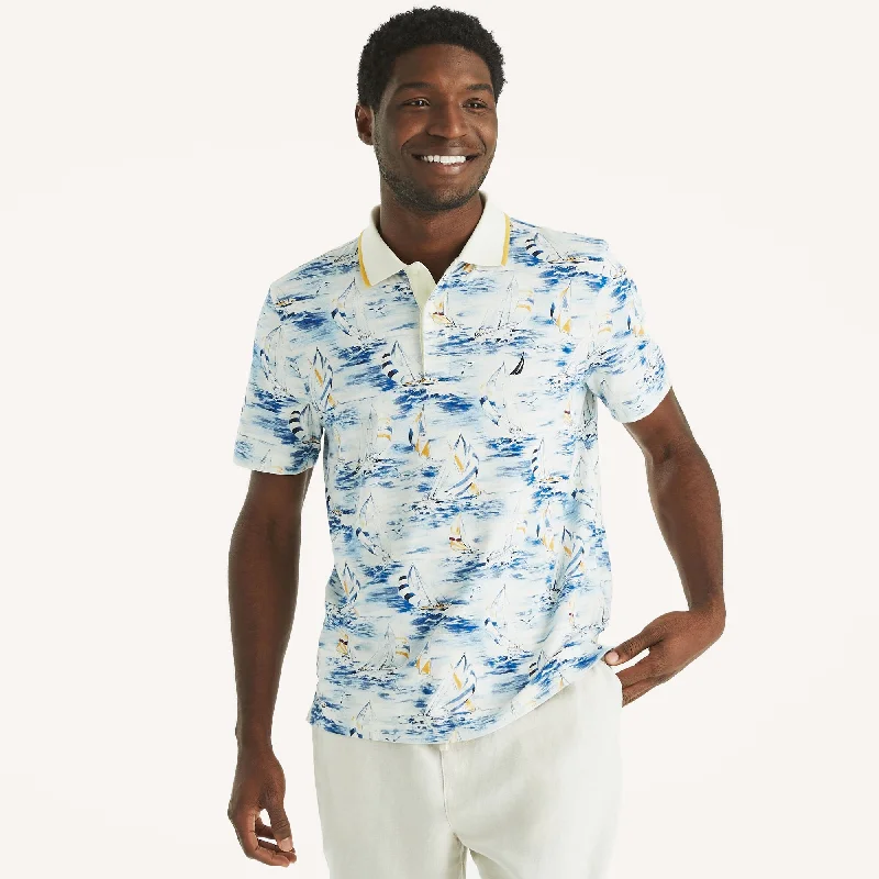 men's short-sleeve polo shirts -Nautica Mens Classic Fit Printed Polo