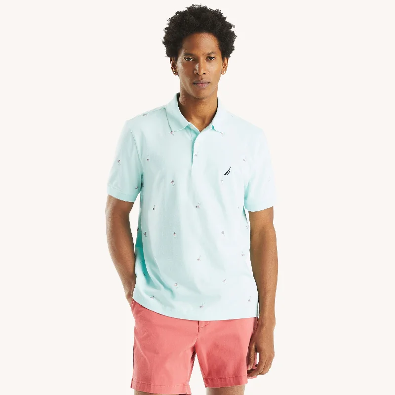 men's cotton blend polo shirts -Nautica Mens Classic Fit Printed Polo