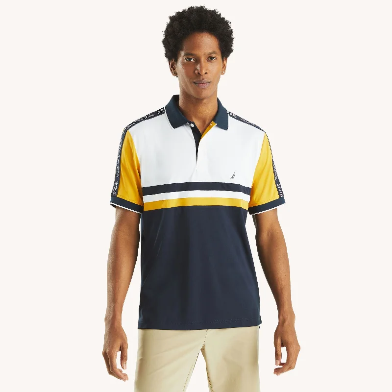 men's long-sleeve polo shirts -Nautica Mens Navtech Colorblock Classic Fit Polo