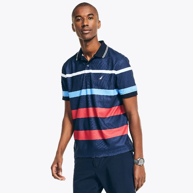 stylish striped polo shirts for men -Nautica Mens Navtech Sustainably Crafted Classic Fit Striped Polo