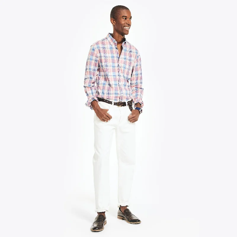 men's performance shirts -Nautica Mens Plaid Poplin Shirt