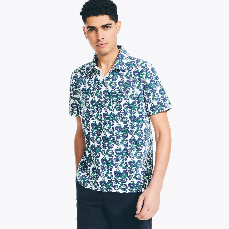 polo shirts for business casual wear -Nautica Mens Printed Johnny Collar Polo