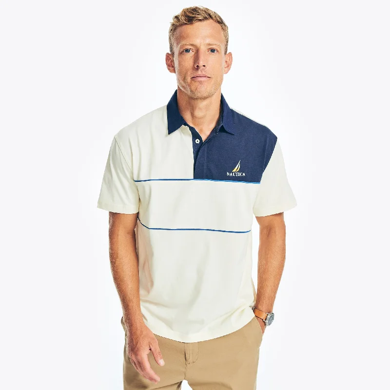 men's striped polo shirts -Nautica Mens Relaxed Fit Rugby Polo Shirt