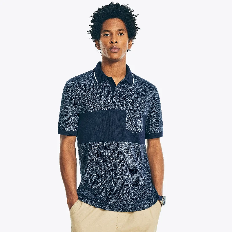 men's casual polo shirts for work -Nautica Mens Sustainably Crafted Classic Fit Colorblock Polo