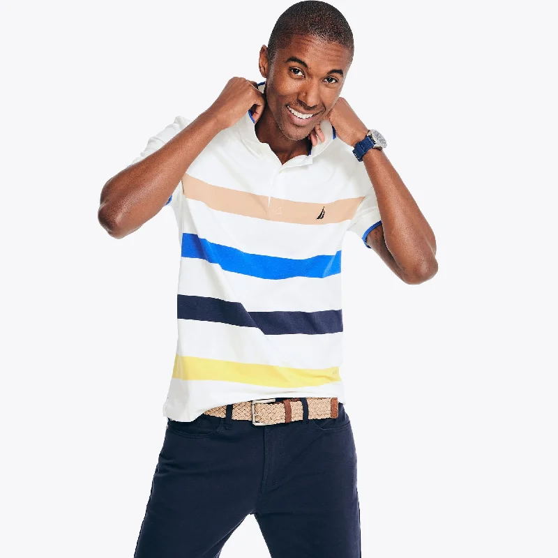 modern fit polo shirts for men -Nautica Mens Sustainably Crafted Classic Fit Striped Polo