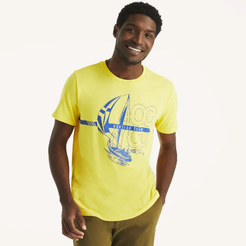 cool t-shirts for men -Nautica Mens Sustainably Crafted Team Graphic T-Shirt