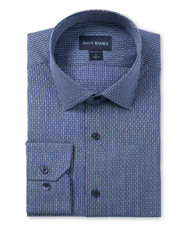 men's casual dress shirts -Neat Dobby Check, Black