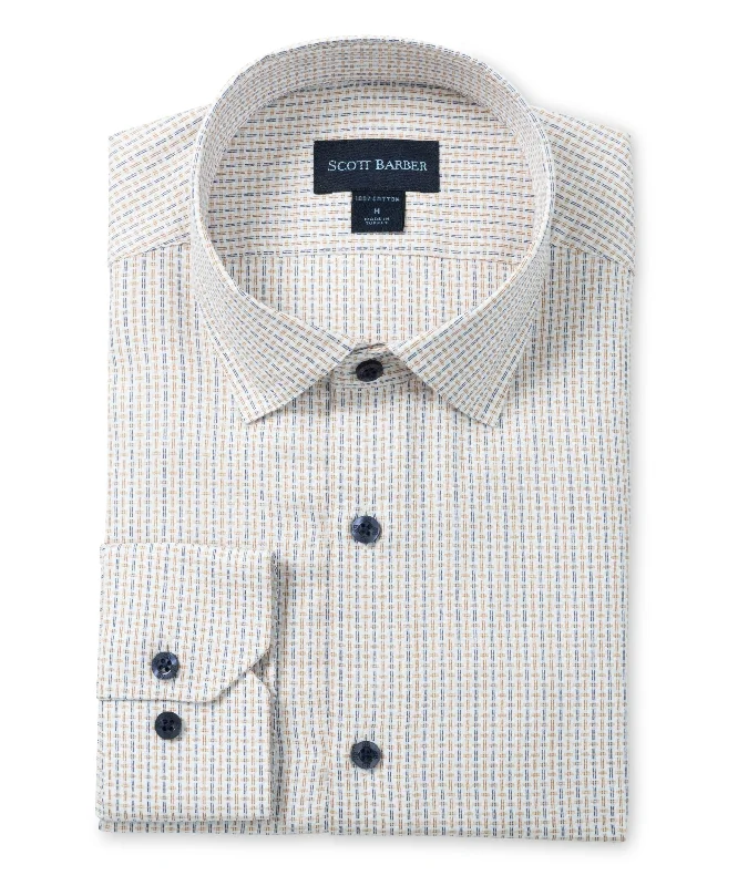 men's casual slim-fit shirts -Neat Dobby Check, Khaki