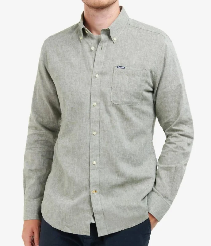 casual formal shirts for men -Nelson Tailored Shirt In Bleached Olive