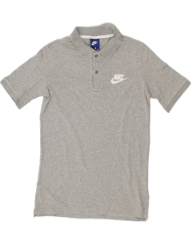 men's athletic polo shirts -NIKE Boys Polo Shirt 13-14 Years XL Grey Cotton