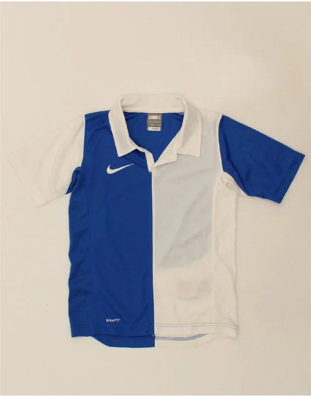 versatile cotton polo shirts -NIKE Boys Polo Shirt 8-9 Years Small Blue Colourblock Polyester