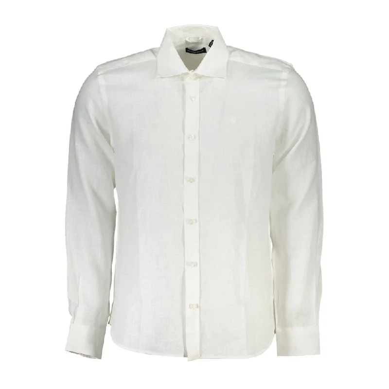 stylish button-down shirts for men -North Sails Elegant  Linen Long-Sleeved Men's Shirt