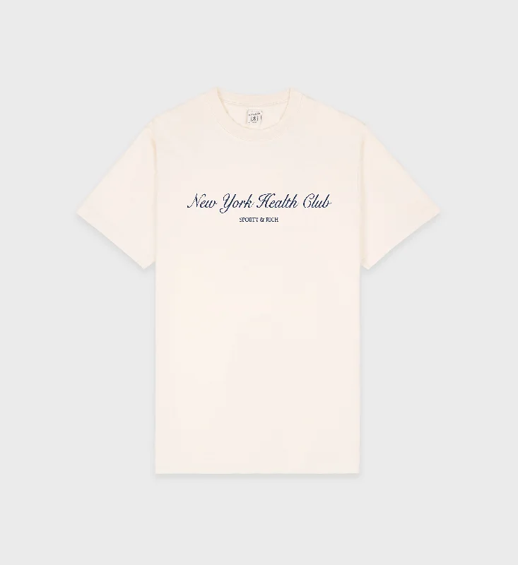 casual graphic t-shirts for men -NY Health Club T-Shirt - Cream/Navy