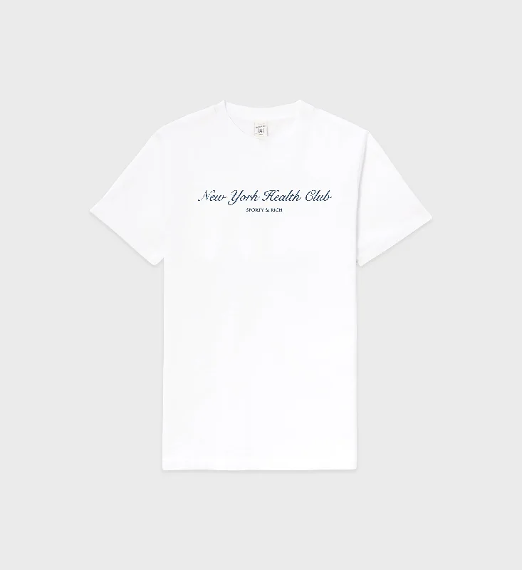 graphic tees for men -NY Health Club T-Shirt - White/Navy