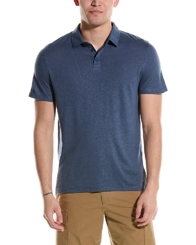 men's classic striped polo shirts -Onia Linen-Blend Polo Shirt