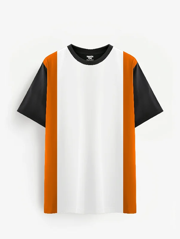 men's black t-shirts -Orange Black White Raglan Plus Size T-shirt