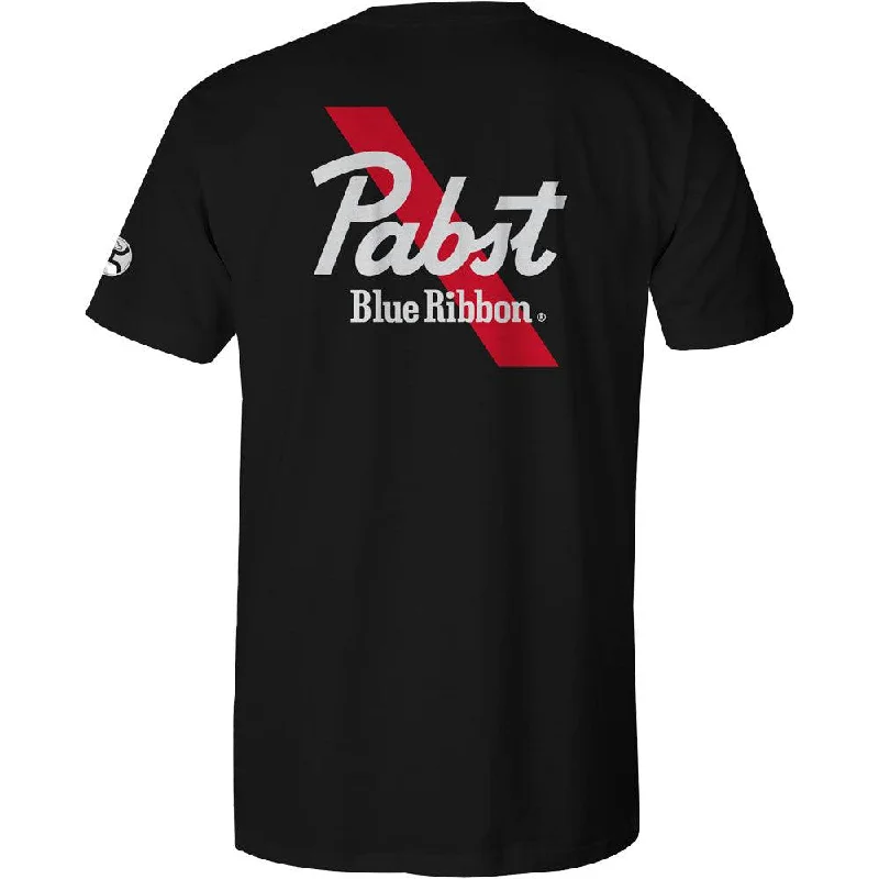 men's sports team t-shirts -"Pabst Blue Ribbon" Black w/Red & White T-Shirt