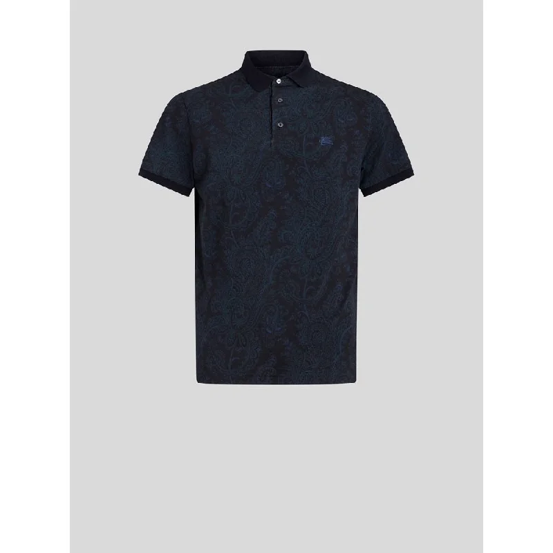 trendy polo shirts for men -PAISLEY COTTON POLO SHIRT